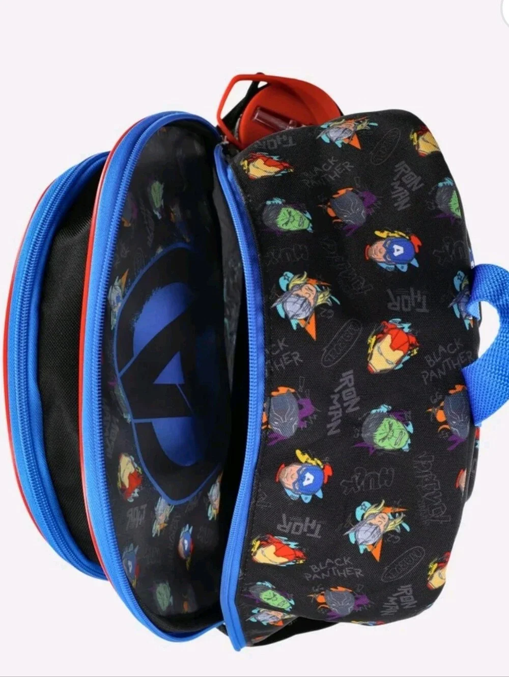 Marvel Black Backpack Set with Lunch kit, Headphones and Water Bottle